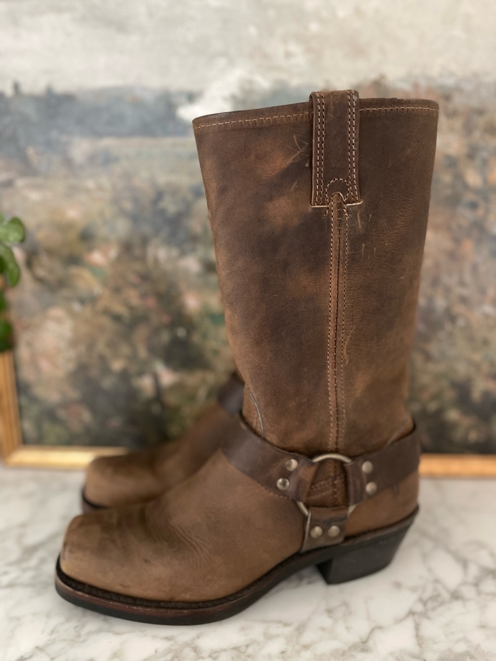 Frye 12R Harness Boots 77300 Chocolate Brown Leather Size 7.5 - Picture 8 of 9
